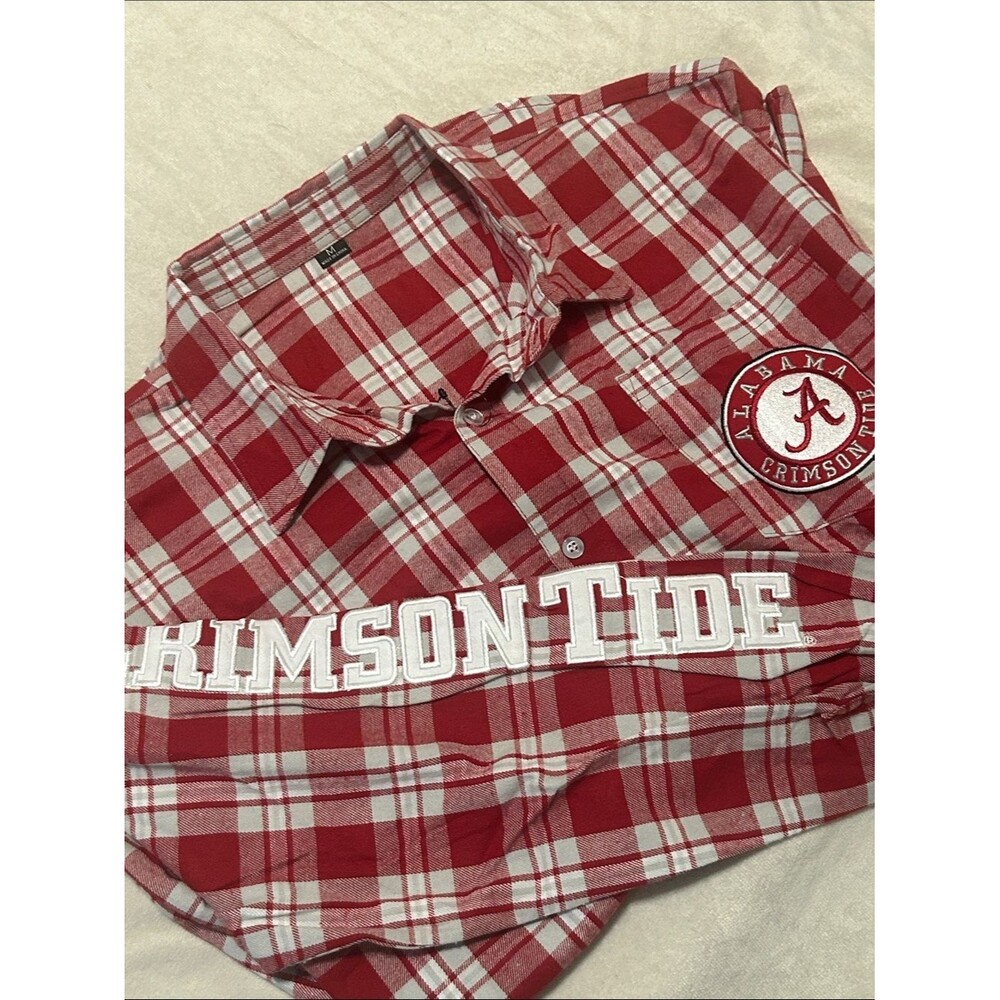 NEW Forever Collectibles Alabama Crimson Tide Plaid Button Up Flannel Shirt M